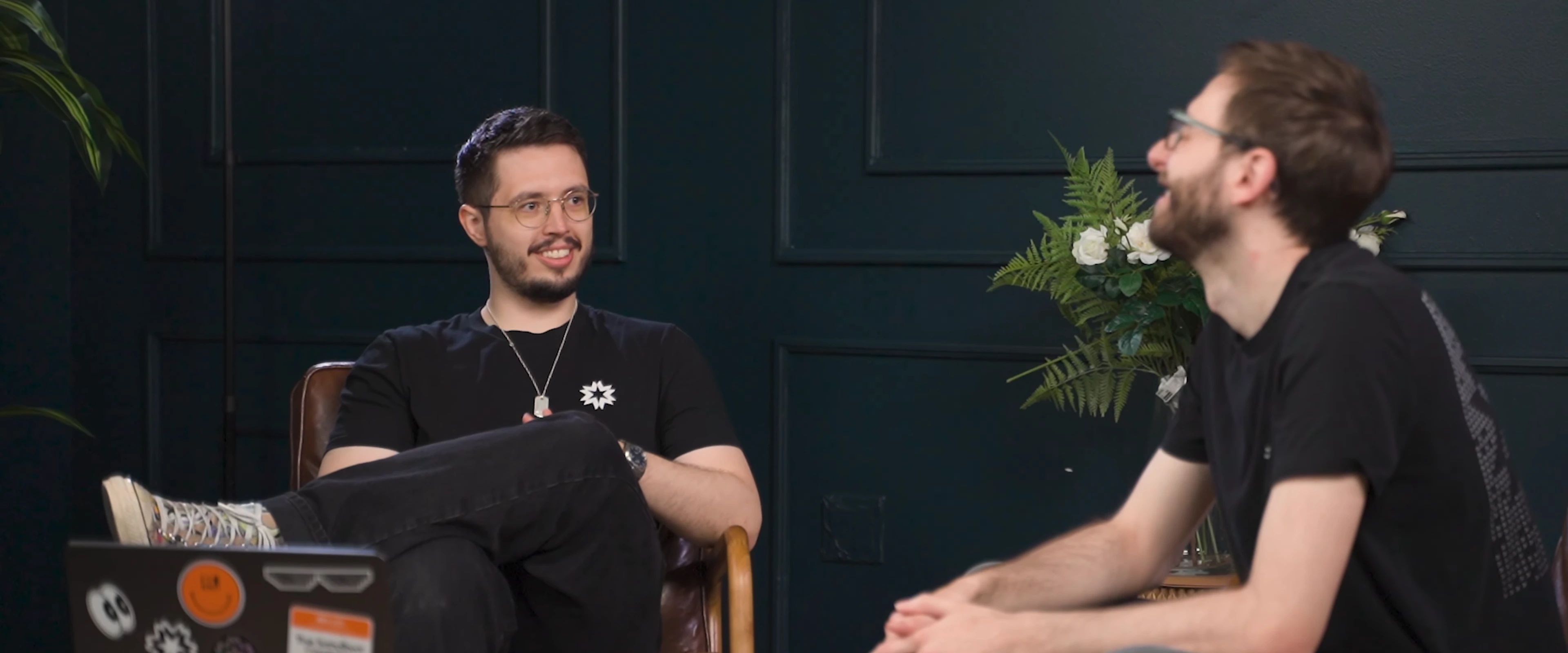 Vasek Mlejnsky and Tomas Valenta in conversation in the E2B office