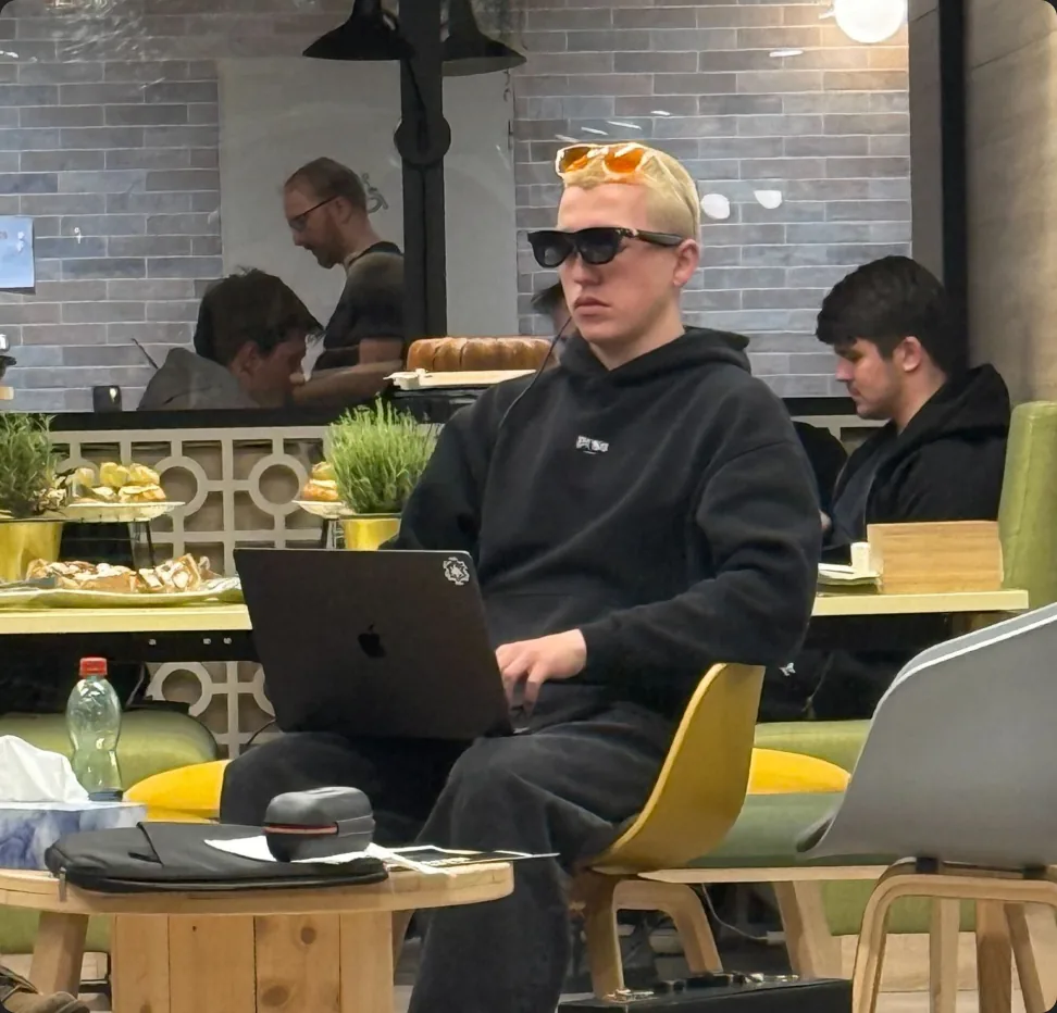 An E2B engineer working from a lounge chair