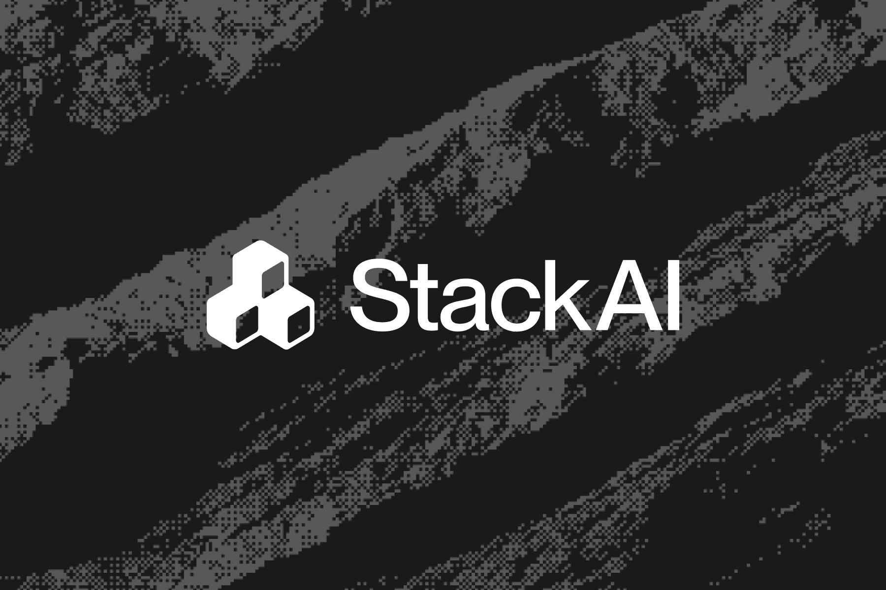 StackAI logo over a dithered grey and black rock terrain